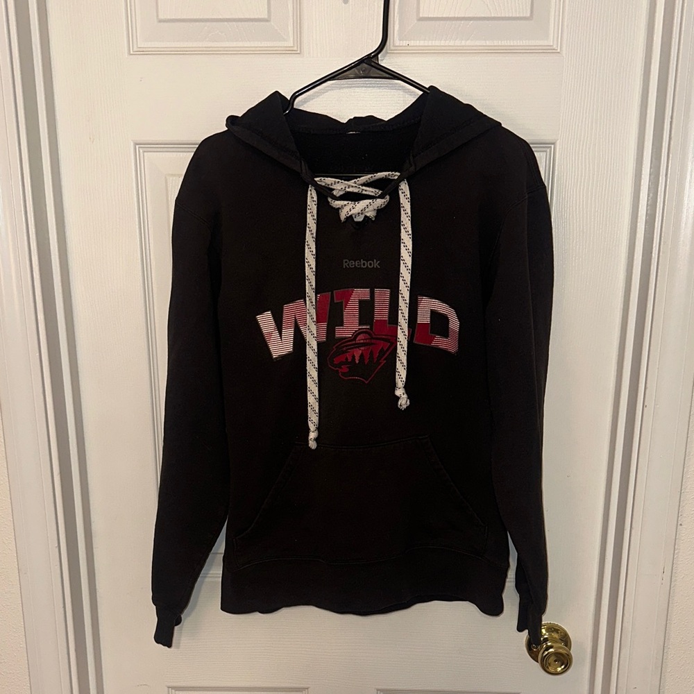 Reebok Black Hoodie with Red Accent "WILD" Logo